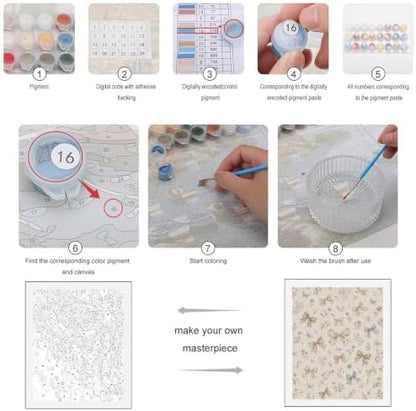 Paint by Numbers Kit for Adults Beginner Art Decor Vintage Bow Floral - Image 4