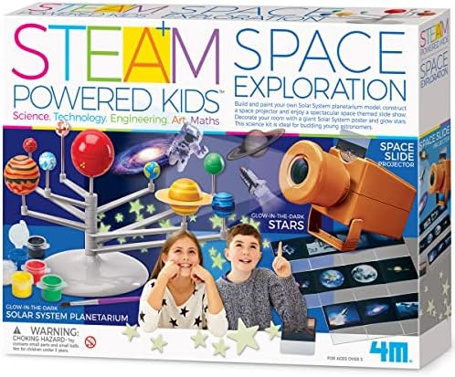 4M - STEAM Space Exploration - Build & Paint Solar System Planetarium Model, Assemble Space Toys Projector with Slides, Includes Glow Stars & Poster - Educational Science Planet Toys Kit, Kids Ages 5+ by 4M