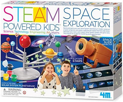 4M - STEAM Space Exploration - Build & Paint Solar System Planetarium Model, Assemble Space Toys Projector with Slides, Includes Glow Stars & Poster - Educational Science Planet Toys Kit, Kids Ages 5+ by 4M