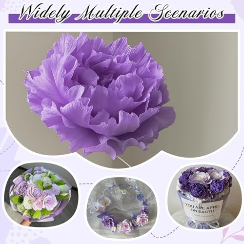 AmazingSpark Crepe Paper Flower Making Kit, Complete DIY Craft Aesthetic Gift with 3 Vises & Supplies to Make 30 Flowers, Sensory Arts Idea Gift for Adults, Couples, Friends, Women(Purple) - Image 5