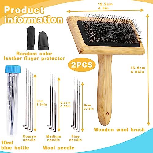 kdafio 2 Pcs Wooden Wool Carders Hand Carders for Wool Needle Felting - Image 2