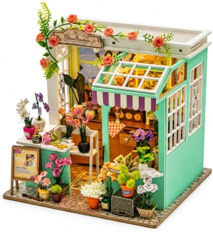 DIY Miniature Flower House Book Nook Kit with LED Light by FEIMUOSI
