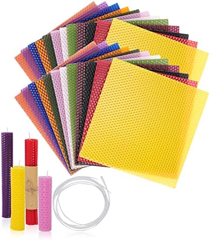 Thleunei Beeswax Sheets for Candle Making - Beeswax Candle Making Kit for Kids-Christmas Candle Making Kit for Adults-Candle Rolling Kit DIY Candle Maker - Candle Starter Kit Beeswax Candle Kit by ThleuneiLLC