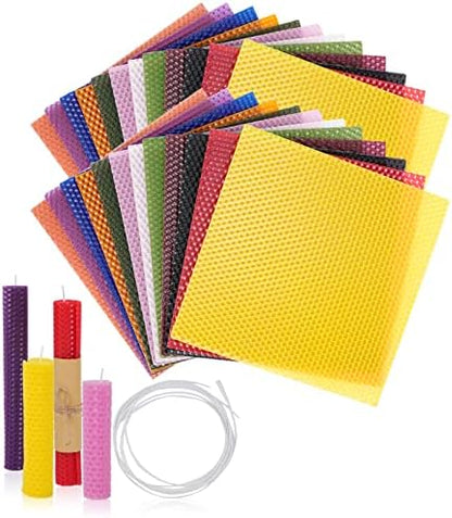 Thleunei Beeswax Sheets for Candle Making - Beeswax Candle Making Kit for Kids-Christmas Candle Making Kit for Adults-Candle Rolling Kit DIY Candle Maker - Candle Starter Kit Beeswax Candle Kit by ThleuneiLLC