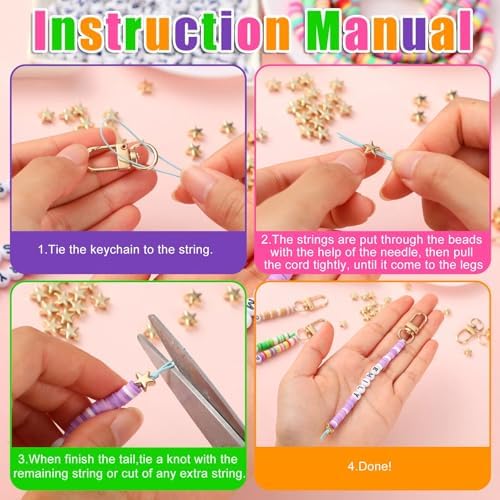 Ferreve 4948 Pcs Friendship Keychain Making Kit Clay Beads Bag Charms Kit - Image 3