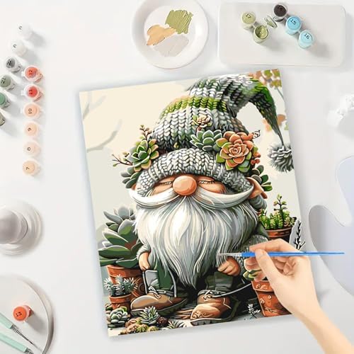 BYGFHLYW Easy Gnome Paint by Numbers Kit for Adults Beginner 16x20 in - Image 3