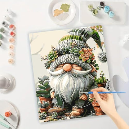 BYGFHLYW Easy Gnome Paint by Numbers Kit for Adults Beginner 16x20 in - Image 3