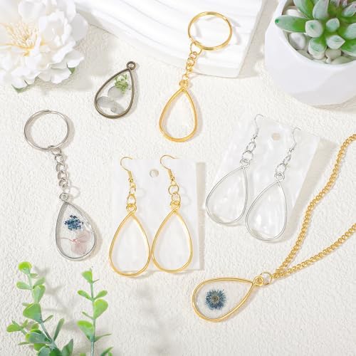Gartful 30PCS Open Bezels for Resin, Geometric Hollow Frame Pendants Bezels, Resin Jewelry Making for Necklace, Bracelet, Earring, Keychain, Water Drop Shape - Image 6