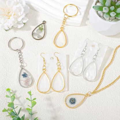 Gartful 30PCS Open Bezels for Resin, Geometric Hollow Frame Pendants Bezels, Resin Jewelry Making for Necklace, Bracelet, Earring, Keychain, Water Drop Shape - Image 6