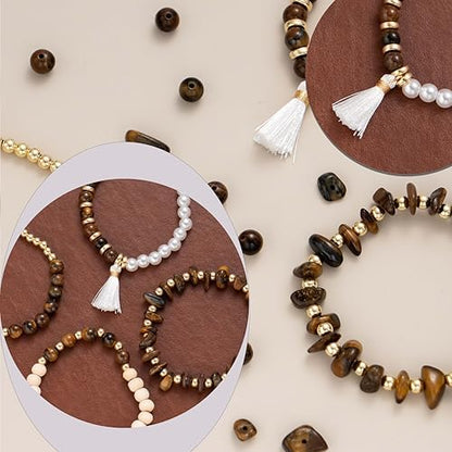 Xylise Jewelry Making Supplies Kit Natural Stone Beads for Irregular Natural Stone with for DIY Craft Bracelet Necklace Earrings for Adults (Tiger's Eye) - Image 5