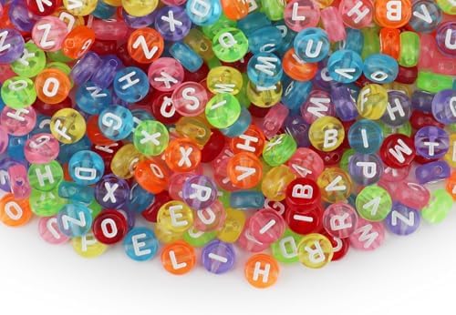 SUTOUG 1000PCS Colourful Clear Letter Beads, 4x7mm Round Alphabet Beads by SUTOUG