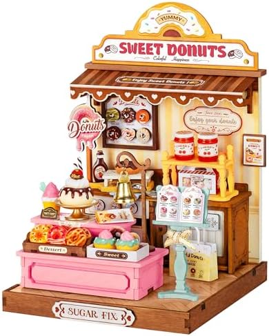 Rolife DIY Miniature Kit Mini Building Dollhouse Sweetie's Donut Shop, Miniverse Lifestyle Mini Bookshelf Decoration, DIY Hobbies for Friends (Sweetie's Donut Shop) by Rolife