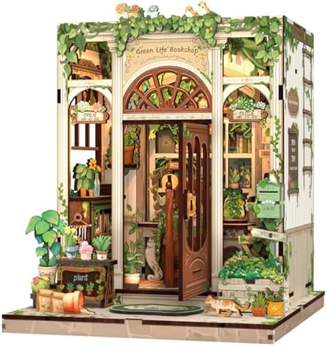 Fsolis Book Nook Kit Miniature House Green Life's Bookshop by FsolisDIYDollhouse
