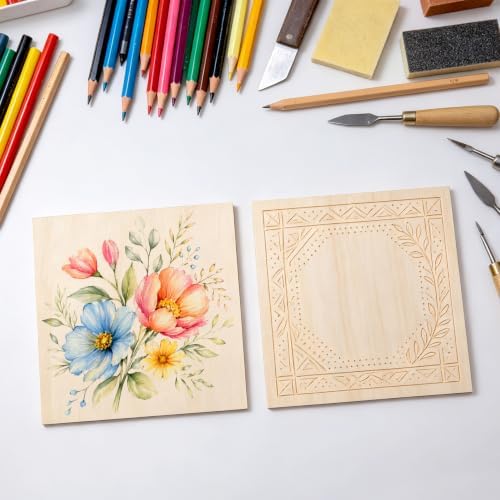 Blisstime 16PCS 6x6 Inch Wood Squares Unfinished Square Wood Pieces for Crafts,Painting, Writing, DIY Supplies, Engraving and Carving, Home Decorations (6x6 Inch 16Pcs) - Image 2