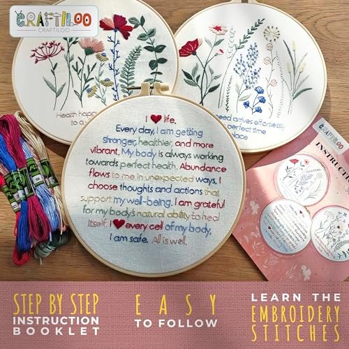 Flowers Embroidery Kits for Adults - Stamped Beginner Hand Embroidery - Image 5