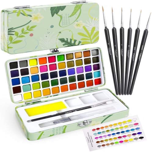 Caliart 50 Colors Watercolor Paint Set, Portable Art Supplies Palette Kit by Caliart