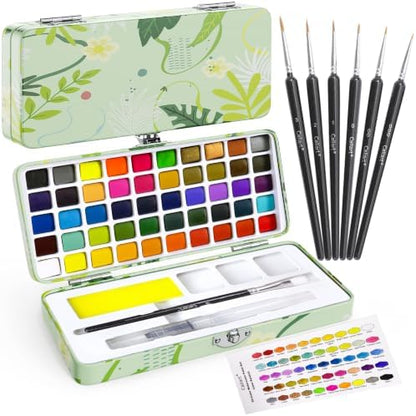 Caliart 50 Colors Watercolor Paint Set, Portable Art Supplies Palette Kit by Caliart
