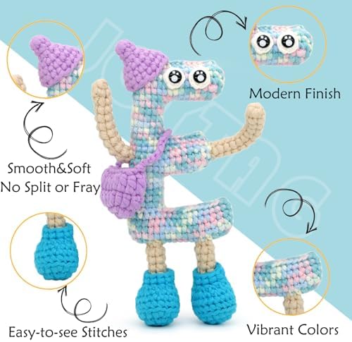 4 Pack Rainbow Beginner Crochet Yarn for Crocheting and Knitting Multicolor Cotton Crochet Yarn for Beginners with Easy-to-See Stitches Cotton-Nylon Blend Easy Yarn for Beginners(Clouds) - Image 5