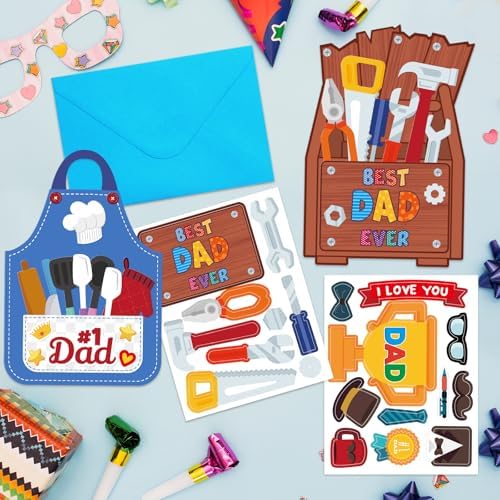 ceiba tree Father's Day Card Making Kits for Kids Happy Father's Day DIY Crafts Cards with Envelopes and Stickers 18Pcs Make Your Own Handmade Crafts Cards for Classroom School Activities - Image 6