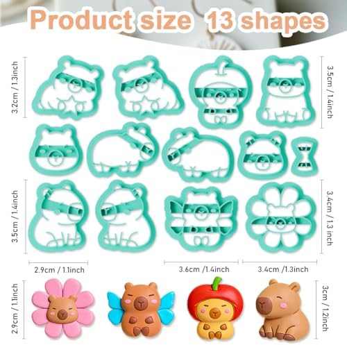 13Pcs Capybara Polymer Clay Cutters Clay Earrings Cutters for Adults Polymer Jewelry Cutter for Earrings Making Party Festival DIY Supplies - Image 2