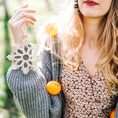 ACRNIGHEET Snowflake Christmas Macrame Kit 4PCS Boho Wall Hanging Decoration for Winter DIY Snow Macrame Kit for Adults Beginners with Step by Step Instructions - Image 5