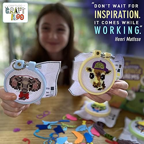 Safari Cross Stitch Kits for Kids - 5 Stamped Beginner Needlepoint Sets - Image 6