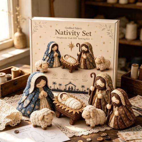 DIY Quilted Fabric Nativity Set Sewing Kit, Detailed Hand-Stitch Holy Family Manger Craft Set, Nativity Ornament Making Project for Home Display & Faith-Based Decor Creation for Adults，Type E - Image 5