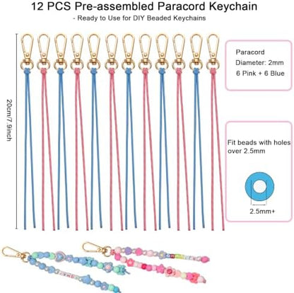 12 Packs Paracord Keychain Kit, Pre-Assembled and Heat-Sealed Ends - Image 2