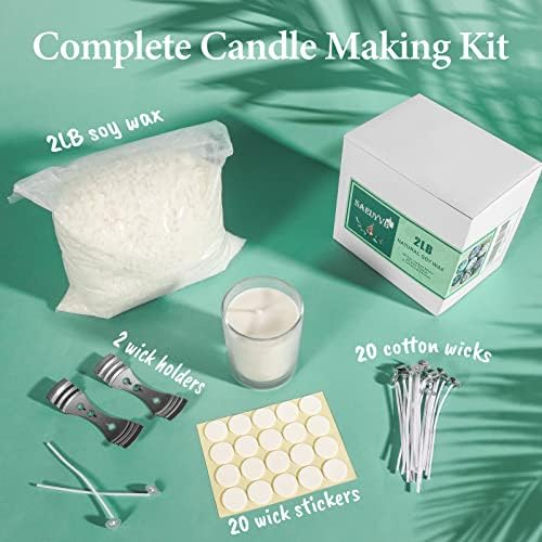 SAEUYVB Candle Making Kit with Melting Pot, 2lbs Natural Soy Wax, 20 PCS Candle Jars with Lids, Complete DIY Candle Making Supplies for Adults & Beginners - Image 3