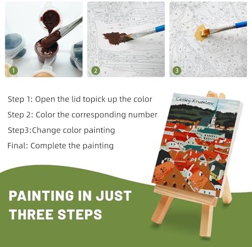 4 Pack Framed Paint by Numbers Kit for Adults Beginner with Wooden Easel, Landscape Easy Paint by Numbers with Frame, DIY Adult Paint by Numbers Kits on Canvas Framed for Home Decor Gift 8x12 Inch - Image 6