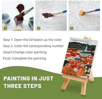 4 Pack Framed Paint by Numbers Kit for Adults Beginner with Wooden Easel, Landscape Easy Paint by Numbers with Frame, DIY Adult Paint by Numbers Kits on Canvas Framed for Home Decor Gift 8x12 Inch - Image 6