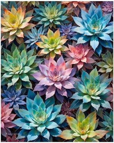 Botanical Paint by Numbers Kit for Adults - DIY Pointy-leaved Rainbow Succulent Pattern Painting on Canvas 16x20 Inches,Acrylic Paint Set,Suitable for Beginners,Art for Home Decoration/Gifts by Unknown