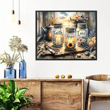 xackcme Faith, Hope, Love Paint by Numbers for Adults with Framed Canvas - Image 4