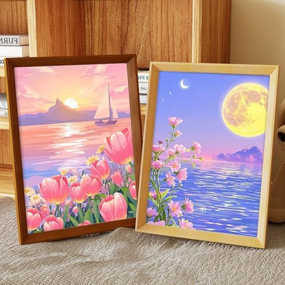 Qaisxoty Paint by Numbers Kit for Adults Beginners, Easy 2 Pack Lake Landscape Paint by Numbers Kit on Rolled Canvas, Acylic Painting by Numbers for Great Gift & Home Decor - 12” x 16” - Image 2
