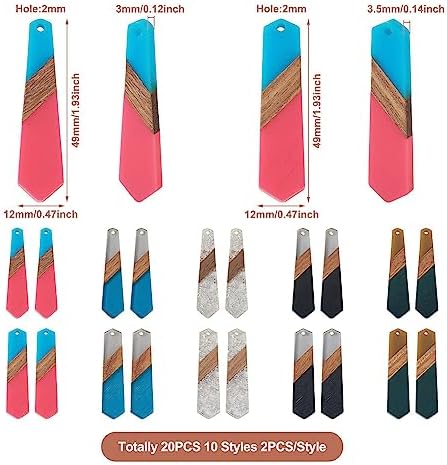 FASHEWELRY 20Pcs Hexagon Resin Wood Charms 3 Tone Polygon Wooden Earring Blanks Geometry Bohemia Earring Charms Wooden Earring Pieces Findings for Jewelry Making (RESI-TA0001-61-Biyun) - Image 6