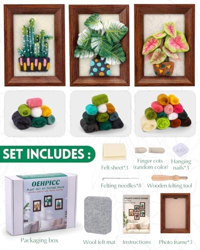 OEHPICC Needle Felting Kits for Beginners Adult with Frame - Image 3
