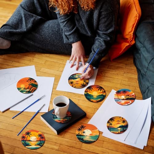 Reallnaive 8 Pcs Beach Paint by Numbers Kit for Adults Coastal Coasters - Image 5