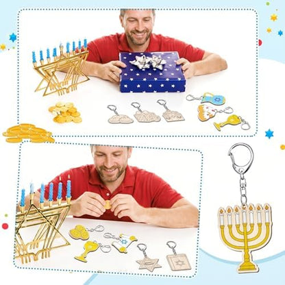 Trnayi 36 Pcs Hanukkah Wood Keychain Color Your Own DIY Craft - Image 6