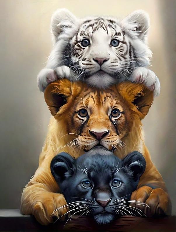 Three Tigers Painting by Numbers Kit for Adults Beginner,11.8X15.7 Inch by GXGLLPZBYZBYHW