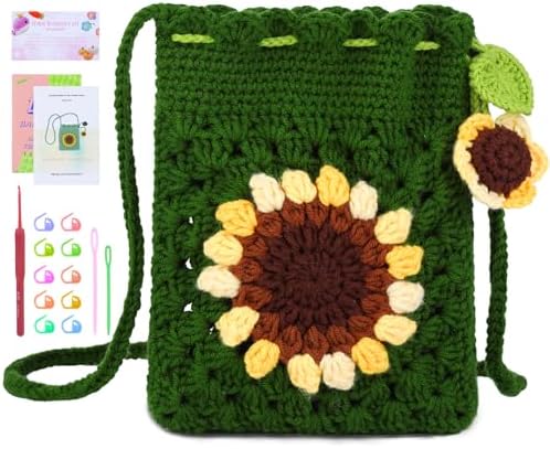 Fedmut Crochet Kit for Beginners Adult, Includes Deep Green Yarn, Hooks, Stitch Markers, Video Tutorials, Ideal for All Ages & Gifts by Fedmut