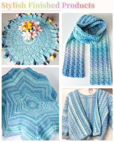 Coopay Yarn for Crocheting & Knitting, Gradient Cake Yarns (Blue Light) - Image 2