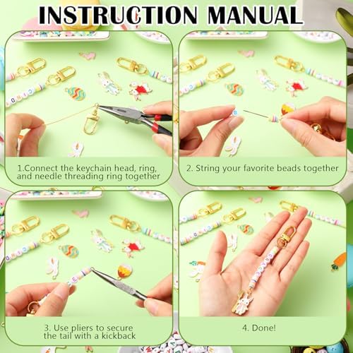Tondiamo 2823 Pcs Easter Charms for Jewelry Making Easter Bead Keychain DIY Craft Making Kit Key Ring Charms Letters Beads String for Gift Jewelry Key Ring Backpack Accessories - Image 2