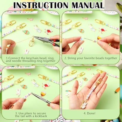 Tondiamo 2823 Pcs Easter Charms for Jewelry Making Easter Bead Keychain DIY Craft Making Kit Key Ring Charms Letters Beads String for Gift Jewelry Key Ring Backpack Accessories - Image 2