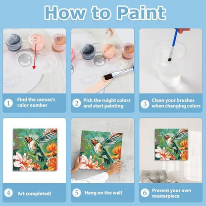 Hummingbird Paint by Numbers Kit for Adults, Paint by Numbers 10x10 Inch - Image 7