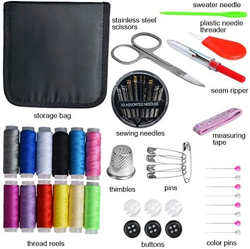 Sewing Kit,Zipper Portable Mini Sewing Kits for Adults,Traveler, Beginner, Emergency,Family Repair,Sewing Supplies with 12 Color Thread,Scissors,Needles,Tape Measure and Other Accessories - Image 2