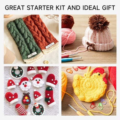 INSCRAFT Crochet Kit for Beginners Adults- Great Knitting Starter Kit for Colorful Craft for Professionals, Make Amigurumi Projects Includes 24 Colors Yarn, Hooks, Instructions, a Durable Bag - Image 5