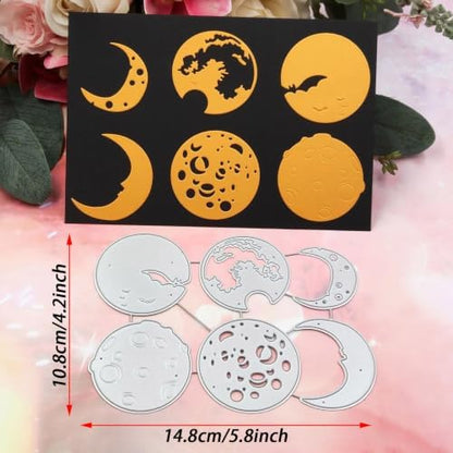 6Pcs/Set Halloween Moon Die Cuts for Card Making, Halloween Cutting Dies for DIY Scrapbooking Photo Album Decorative Embossing Paper Dies for Card Making Templated - Image 3