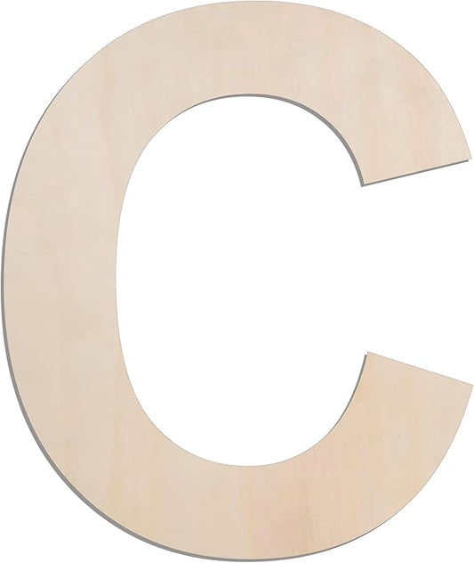 MGTECH 12 Inch Large Wooden Letter C, 1/4 in Thick Big Wood Letter for Crafts and Wall Decor