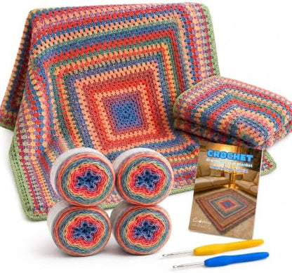 Coopay Crochet Kit for Beginners Granny Square Crochet Blanket Kit by Coopay