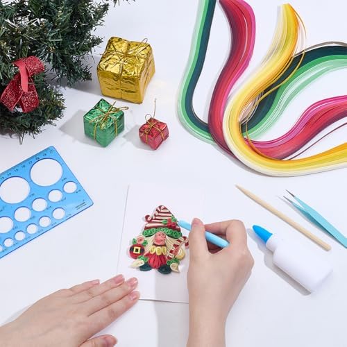 WEBEEDY 20 Sets Christmas Gnomes Paper Quilling Kit DIY Card Making Kit with Instruction for Adult Beginner Handmade 3D Christmas Trees Gnomes Greeting Card for Party Holiday Decor Gift - Image 4